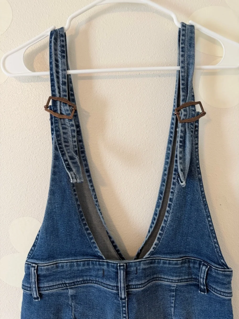 EUC Free People Wide-Leg Denim Overalls A-Lime Medium Wash